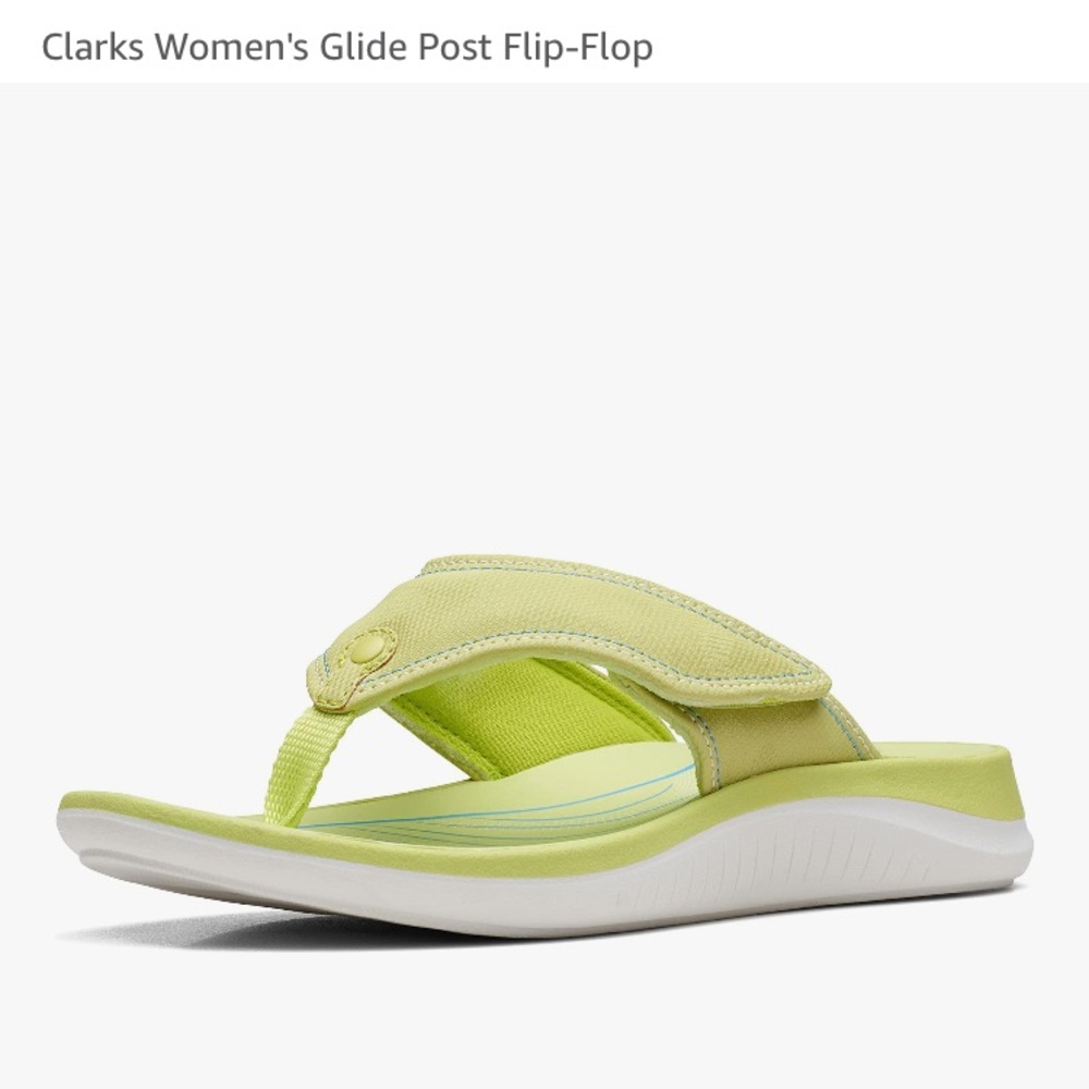 🎁NWT Clarks Cloudsteppers Lime green Glide Post Sandals 7M #169776